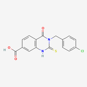 molecular formula C16H11ClN2O3S B2940495 3-[(4-chlorophenyl)methyl]-4-oxo-2-sulfanylidene-1H-quinazoline-7-carboxylic Acid CAS No. 361150-34-7