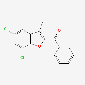 molecular formula C16H10Cl2O2 B2940519 (5,7-Dichloro-3-methyl-1-benzofuran-2-yl)(phenyl)methanone CAS No. 101081-68-9