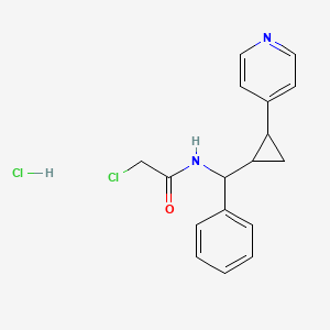 molecular formula C17H18Cl2N2O B2940523 2-Chloro-N-[phenyl-(2-pyridin-4-ylcyclopropyl)methyl]acetamide;hydrochloride CAS No. 2411243-88-2