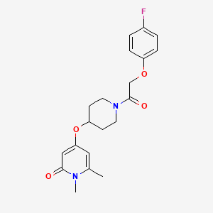 molecular formula C20H23FN2O4 B2940524 4-((1-(2-(4-fluorophenoxy)acetyl)piperidin-4-yl)oxy)-1,6-dimethylpyridin-2(1H)-one CAS No. 2034429-51-9