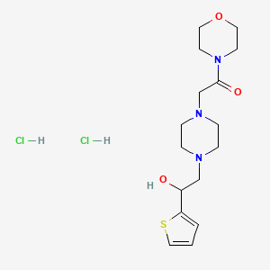 molecular formula C16H27Cl2N3O3S B2940525 2-(4-(2-Hydroxy-2-(thiophen-2-yl)ethyl)piperazin-1-yl)-1-morpholinoethanone dihydrochloride CAS No. 1396875-61-8
