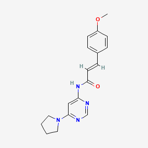 molecular formula C18H20N4O2 B2940527 (E)-3-(4-甲氧基苯基)-N-(6-(吡咯烷-1-基)嘧啶-4-基)丙烯酰胺 CAS No. 1421587-46-3