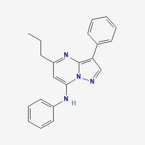 molecular formula C21H20N4 B2940546 N,3-二苯基-5-丙基吡唑并[1,5-a]嘧啶-7-胺 CAS No. 890626-39-8