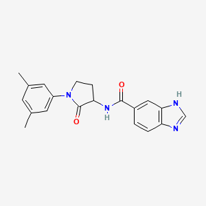 molecular formula C20H20N4O2 B2940552 N-[1-(3,5-dimethylphenyl)-2-oxotetrahydro-1H-pyrrol-3-yl]-1H-1,3-benzimidazole-5-carboxamide CAS No. 1775293-10-1
