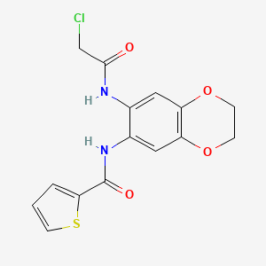 molecular formula C15H13ClN2O4S B2940565 N-[7-[(2-Chloroacetyl)amino]-2,3-dihydro-1,4-benzodioxin-6-yl]thiophene-2-carboxamide CAS No. 2411218-19-2