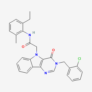 molecular formula C28H25ClN4O2 B2940566 2-(3-(2-chlorobenzyl)-4-oxo-3H-pyrimido[5,4-b]indol-5(4H)-yl)-N-(2-ethyl-6-methylphenyl)acetamide CAS No. 1185057-25-3