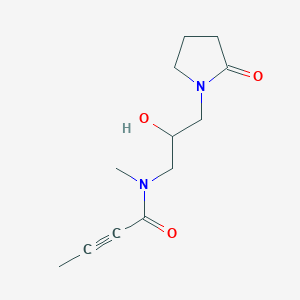 B2940580 N-[2-Hydroxy-3-(2-oxopyrrolidin-1-yl)propyl]-N-methylbut-2-ynamide CAS No. 2411243-68-8