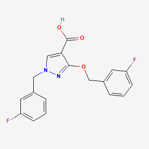 molecular formula C18H14F2N2O3 B2940583 1-(3-氟苄基)-3-((3-氟苄基)氧基)-1H-吡唑-4-羧酸 CAS No. 1171012-26-2
