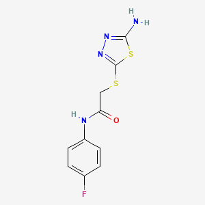 molecular formula C10H9FN4OS2 B2940585 2-((5-氨基-1,3,4-噻二唑-2-基)硫代)-N-(4-氟苯基)乙酰胺 CAS No. 292057-71-7