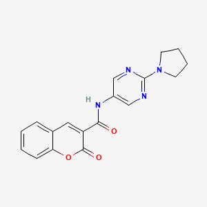 2-oxo-N-(2-(pyrrolidin-1-yl)pyrimidin-5-yl)-2H-chromene-3-carboxamide