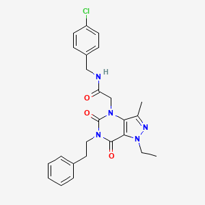 molecular formula C25H26ClN5O3 B2940622 N-(4-chlorobenzyl)-2-(1-ethyl-3-methyl-5,7-dioxo-6-phenethyl-6,7-dihydro-1H-pyrazolo[4,3-d]pyrimidin-4(5H)-yl)acetamide CAS No. 1358053-26-5