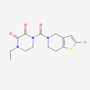molecular formula C14H16ClN3O3S B2940623 1-{2-chloro-4H,5H,6H,7H-thieno[3,2-c]pyridine-5-carbonyl}-4-ethylpiperazine-2,3-dione CAS No. 2097859-51-1