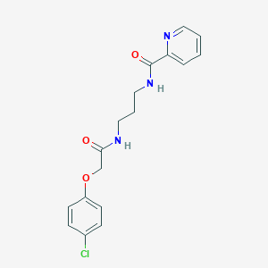 molecular formula C17H18ClN3O3 B294063 N-[3-[[2-(4-chlorophenoxy)acetyl]amino]propyl]pyridine-2-carboxamide 
