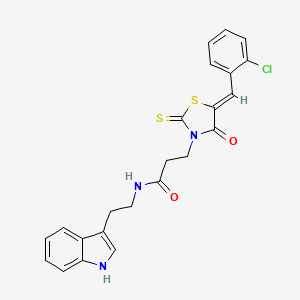 molecular formula C23H20ClN3O2S2 B2940641 3-[(5Z)-5-(2-氯苄基)-4-氧代-2-硫代-1,3-噻唑烷-3-基]-N-[2-(1H-吲哚-3-基)乙基]丙酰胺 CAS No. 900135-05-9