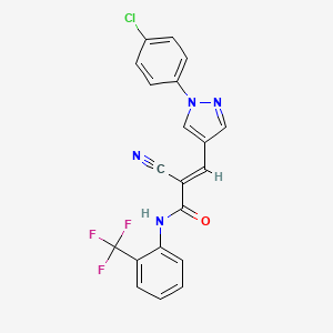 (E)-3-[1-(4-chlorophenyl)pyrazol-4-yl]-2-cyano-N-[2-(trifluoromethyl)phenyl]prop-2-enamide
