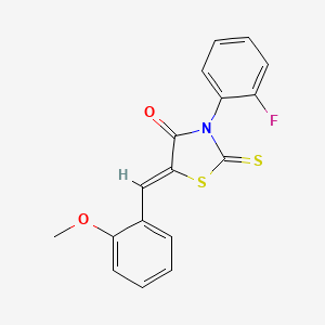 molecular formula C17H12FNO2S2 B2940664 (Z)-3-(2-fluorophenyl)-5-(2-methoxybenzylidene)-2-thioxothiazolidin-4-one CAS No. 638139-59-0
