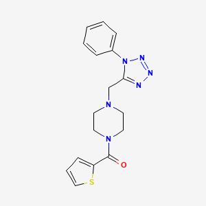 molecular formula C17H18N6OS B2940670 (4-((1-phenyl-1H-tetrazol-5-yl)methyl)piperazin-1-yl)(thiophen-2-yl)methanone CAS No. 1021253-92-8