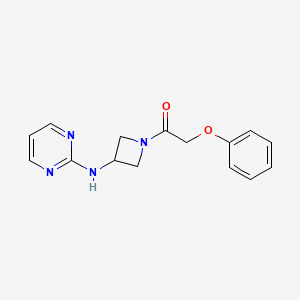 molecular formula C15H16N4O2 B2940676 2-苯氧基-1-(3-(嘧啶-2-基氨基)氮杂环丁-1-基)乙酮 CAS No. 2034420-12-5