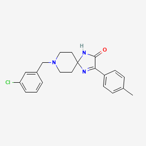 molecular formula C21H22ClN3O B2940678 8-(3-Chlorobenzyl)-3-(p-tolyl)-1,4,8-triazaspiro[4.5]dec-3-en-2-one CAS No. 1185108-86-4