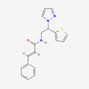 molecular formula C18H17N3OS B2940680 N-(2-(1H-pyrazol-1-yl)-2-(thiophen-2-yl)ethyl)cinnamamide CAS No. 2035000-52-1