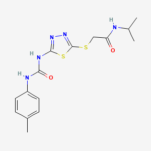 molecular formula C15H19N5O2S2 B2940690 N-isopropyl-2-((5-(3-(p-tolyl)ureido)-1,3,4-thiadiazol-2-yl)thio)acetamide CAS No. 946216-04-2