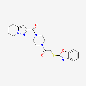 molecular formula C21H23N5O3S B2940692 2-(Benzo[d]oxazol-2-ylthio)-1-(4-(4,5,6,7-tetrahydropyrazolo[1,5-a]pyridine-2-carbonyl)piperazin-1-yl)ethanone CAS No. 2034245-77-5