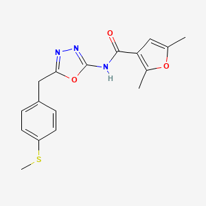 molecular formula C17H17N3O3S B2940705 2,5-dimethyl-N-(5-(4-(methylthio)benzyl)-1,3,4-oxadiazol-2-yl)furan-3-carboxamide CAS No. 1172898-40-6