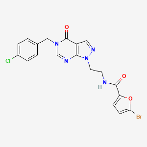 molecular formula C19H15BrClN5O3 B2940706 5-bromo-N-(2-(5-(4-chlorobenzyl)-4-oxo-4,5-dihydro-1H-pyrazolo[3,4-d]pyrimidin-1-yl)ethyl)furan-2-carboxamide CAS No. 922109-64-6