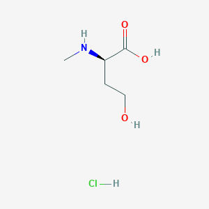 molecular formula C5H12ClNO3 B2940707 (2R)-4-羟基-2-(甲基氨基)丁酸；盐酸盐 CAS No. 2580090-86-2