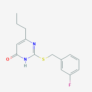 molecular formula C14H15FN2OS B2940714 2-((3-fluorobenzyl)thio)-6-propylpyrimidin-4(3H)-one CAS No. 899965-61-8