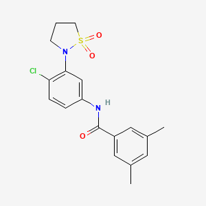molecular formula C18H19ClN2O3S B2940715 N-(4-chloro-3-(1,1-dioxidoisothiazolidin-2-yl)phenyl)-3,5-dimethylbenzamide CAS No. 946261-82-1