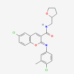 (2Z)-6-chloro-2-[(4-chloro-3-methylphenyl)imino]-N-(tetrahydrofuran-2-ylmethyl)-2H-chromene-3-carboxamide
