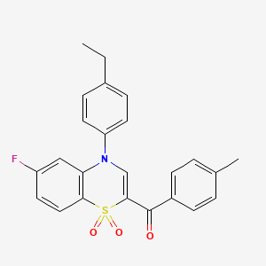 [4-(4-ethylphenyl)-6-fluoro-1,1-dioxido-4H-1,4-benzothiazin-2-yl](4-methylphenyl)methanone