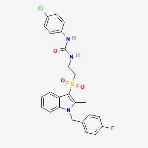 1-(4-chlorophenyl)-3-(2-((1-(4-fluorobenzyl)-2-methyl-1H-indol-3-yl)sulfonyl)ethyl)urea