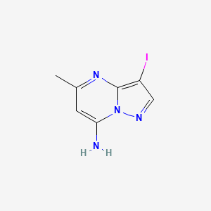 molecular formula C7H7IN4 B2940771 3-Iodo-5-methylpyrazolo[1,5-a]pyrimidin-7-amine CAS No. 2171314-30-8