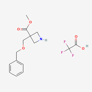 molecular formula C15H18F3NO5 B2940779 Methyl 3-(phenylmethoxymethyl)azetidine-3-carboxylate;2,2,2-trifluoroacetic acid CAS No. 2580199-61-5