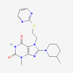 3-methyl-8-(3-methylpiperidin-1-yl)-7-(2-(pyrimidin-2-ylthio)ethyl)-1H-purine-2,6(3H,7H)-dione