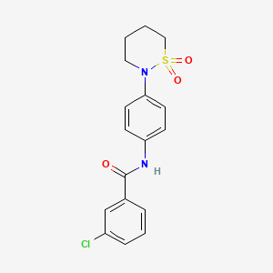 molecular formula C17H17ClN2O3S B2940826 3-chloro-N-[4-(1,1-dioxothiazinan-2-yl)phenyl]benzamide CAS No. 899979-70-5