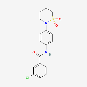 molecular formula C17H17ClN2O3S B2940826 3-chloro-N-[4-(1,1-dioxo-1lambda6,2-thiazinan-2-yl)phenyl]benzamide CAS No. 899979-70-5