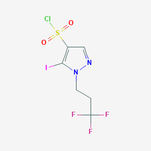 molecular formula C6H5ClF3IN2O2S B2940828 5-Iodo-1-(3,3,3-trifluoropropyl)pyrazole-4-sulfonyl chloride CAS No. 1946812-51-6