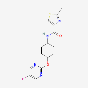 molecular formula C15H17FN4O2S B2940840 N-((1r,4r)-4-((5-fluoropyrimidin-2-yl)oxy)cyclohexyl)-2-methylthiazole-4-carboxamide CAS No. 2034401-32-4