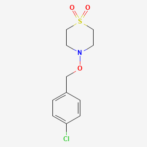 molecular formula C11H14ClNO3S B2940841 4-[(4-Chlorobenzyl)oxy]-1lambda~6~,4-thiazinane-1,1-dione CAS No. 477889-69-3