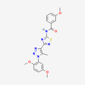 molecular formula C21H20N6O4S B2940845 N-{3-[1-(2,5-dimethoxyphenyl)-5-methyl-1H-1,2,3-triazol-4-yl]-1,2,4-thiadiazol-5-yl}-3-methoxybenzamide CAS No. 895117-95-0
