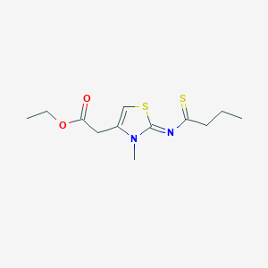 molecular formula C12H18N2O2S2 B2940866 ethyl 2-[2-(butanethioylimino)-3-methyl-1,3-thiazol-4(3H)-yl]acetate CAS No. 329698-59-1