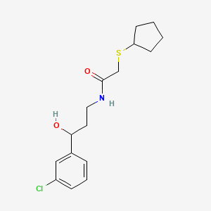 N-(3-(3-chlorophenyl)-3-hydroxypropyl)-2-(cyclopentylthio)acetamide
