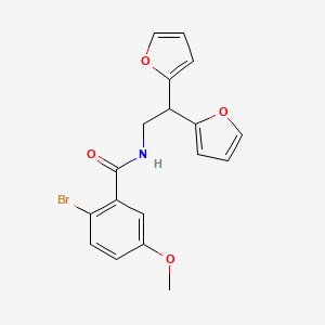 molecular formula C18H16BrNO4 B2940894 2-bromo-N-(2,2-di(furan-2-yl)ethyl)-5-methoxybenzamide CAS No. 2097868-42-1