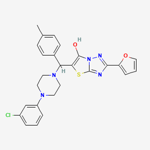 molecular formula C26H24ClN5O2S B2940905 5-((4-(3-Chlorophenyl)piperazin-1-yl)(p-tolyl)methyl)-2-(furan-2-yl)thiazolo[3,2-b][1,2,4]triazol-6-ol CAS No. 898437-55-3