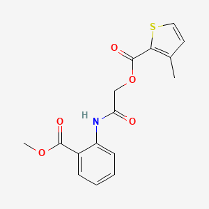 molecular formula C16H15NO5S B2940907 2-((2-(Methoxycarbonyl)phenyl)amino)-2-oxoethyl 3-methylthiophene-2-carboxylate CAS No. 876536-10-6