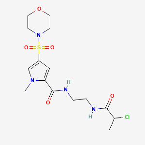 molecular formula C15H23ClN4O5S B2940917 N-[2-(2-Chloropropanoylamino)ethyl]-1-methyl-4-morpholin-4-ylsulfonylpyrrole-2-carboxamide CAS No. 2411314-28-6