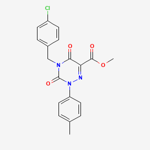 molecular formula C19H16ClN3O4 B2940918 Methyl 4-(4-chlorobenzyl)-2-(4-methylphenyl)-3,5-dioxo-2,3,4,5-tetrahydro-1,2,4-triazine-6-carboxylate CAS No. 1986519-21-4